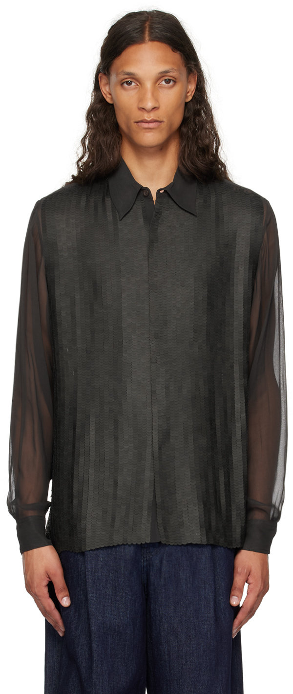 

Черная рубашка с пайетками Dries Van Noten