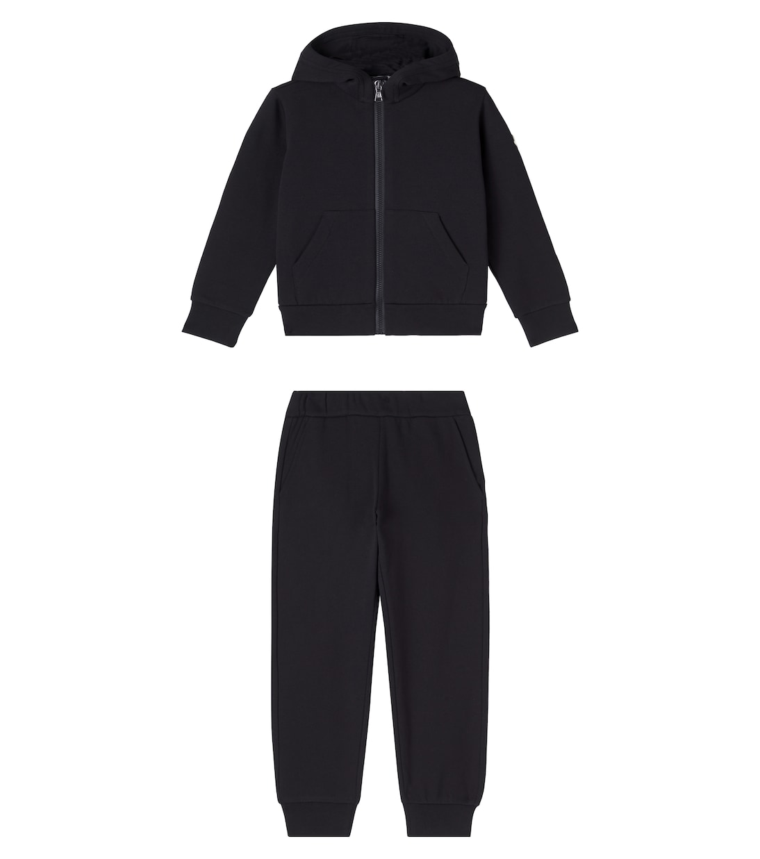 

Комплект из хлопкового трикотажа с капюшоном и спортивных штанов Moncler Enfant, черный