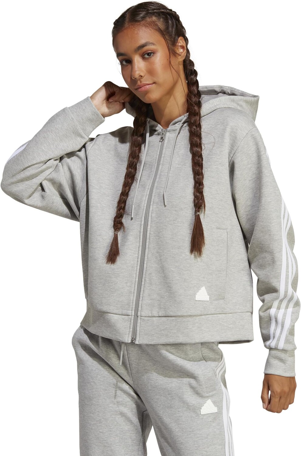 

Толстовка на молнии с тремя полосками Future Icons adidas, цвет Medium Grey Heather 1