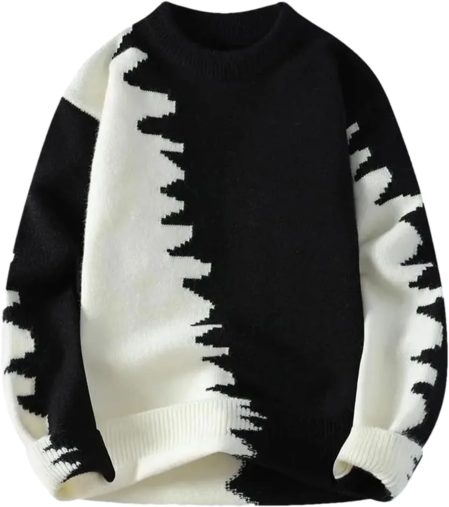 

Мужской свитер с круглым вырезом вязаный теплый повседневный