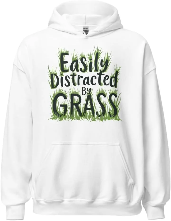 Толстовка Funny Lawn Care Gardening Unisex, Easily Distracted By Grass Generic, белый
