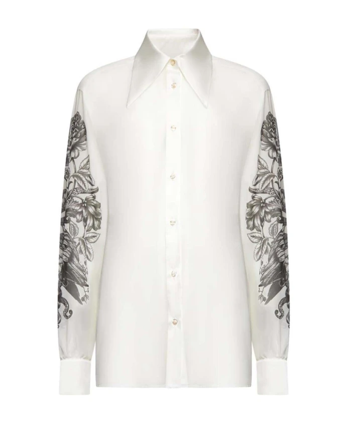 

Рубашка с рукавами, украшенными принтом. John Richmond, белый