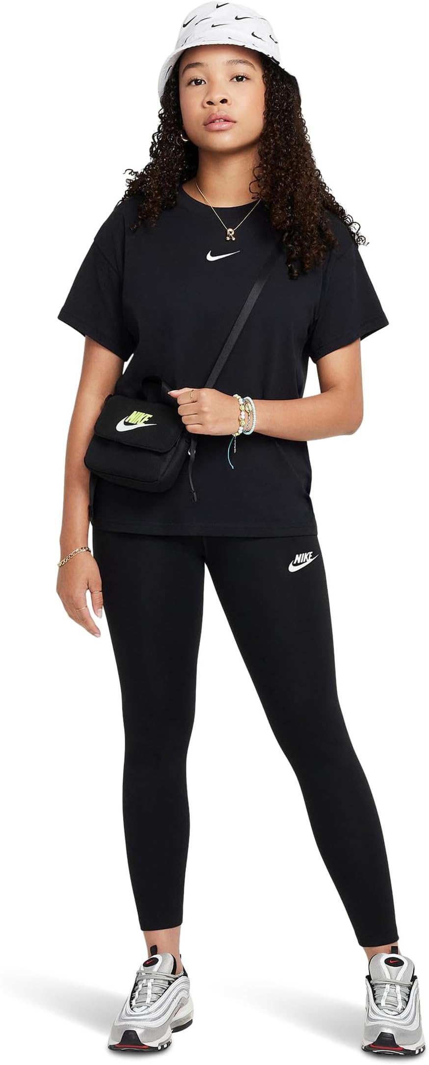 Классические леггинсы с высокой талией Nike Kids, Black/White — фото 4