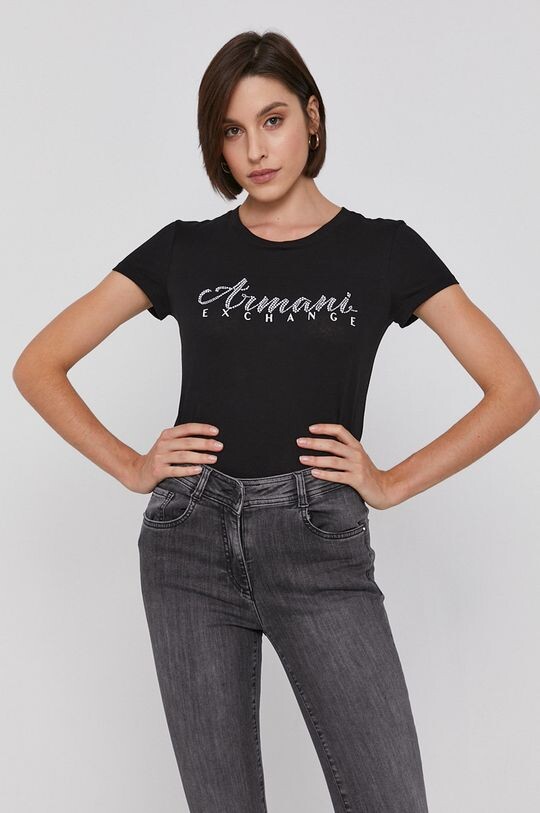 

Хлопковая футболка Armani Exchange, черный