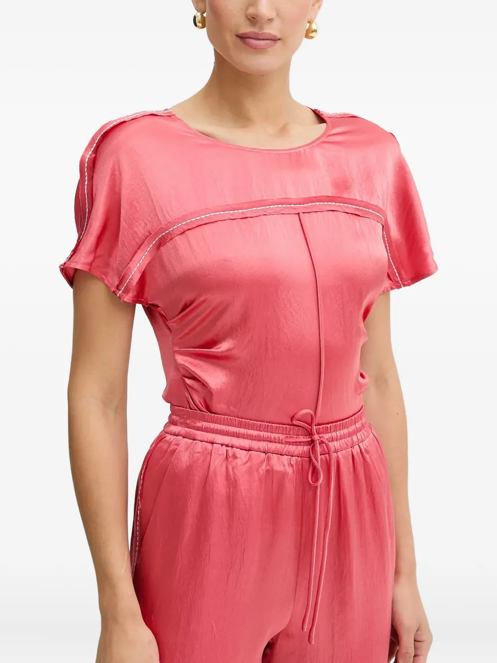 

Топ с короткими рукавами и вставками Pinko, розовый