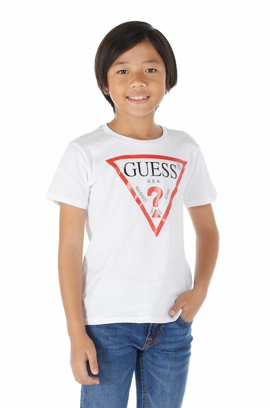 

Детская хлопковая футболка Guess, белый