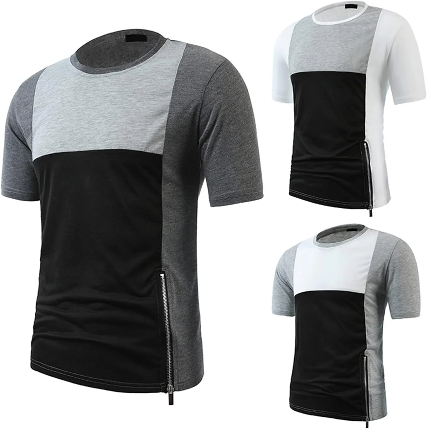 Мужская футболка с цветными блоками casual slim fit — фото 4