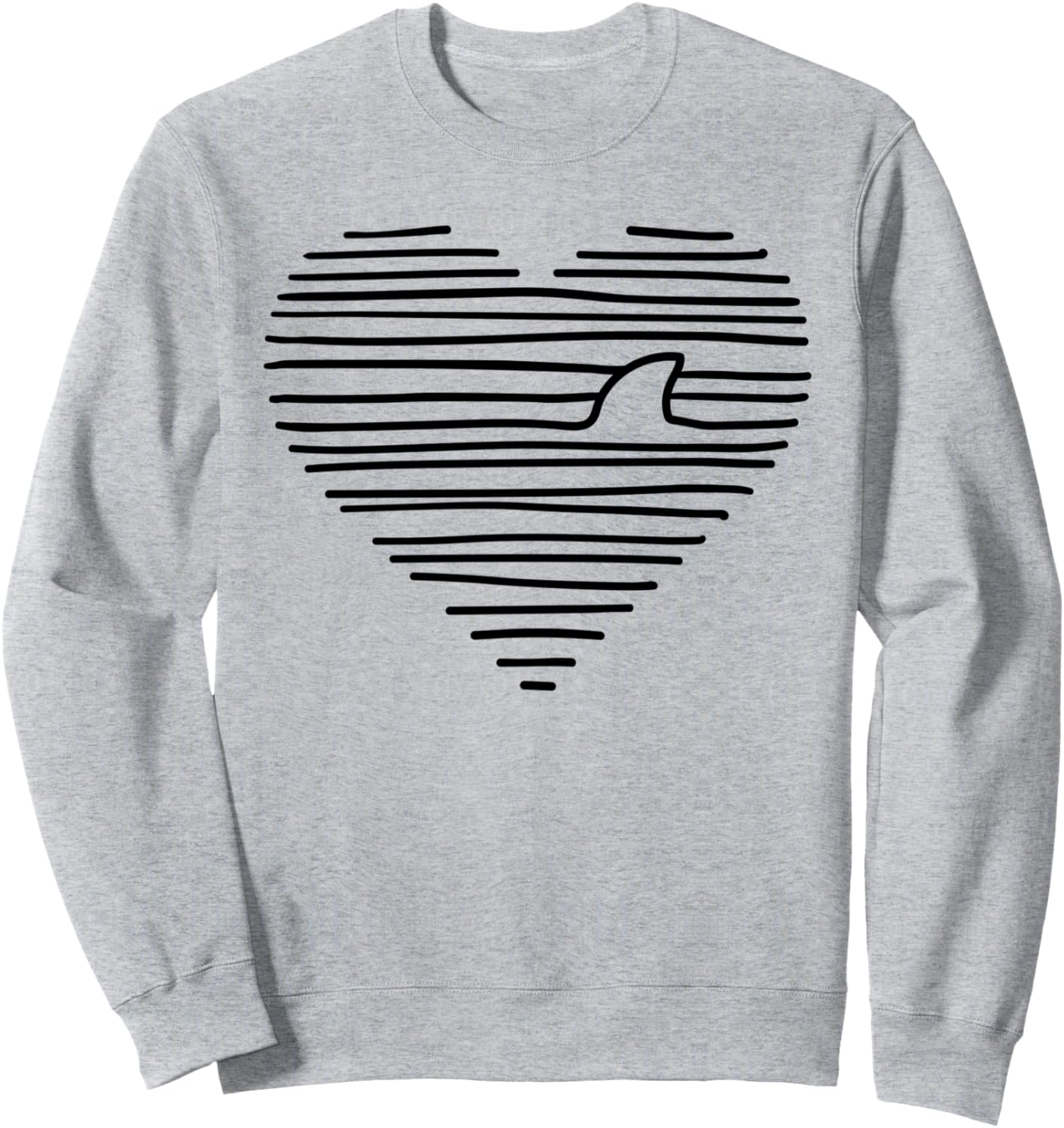 

Толстовка Love Shark с минималистичным линейным рисунком акульего плавника, серая (серый меланж), размер S Minimalist Shark Line Art