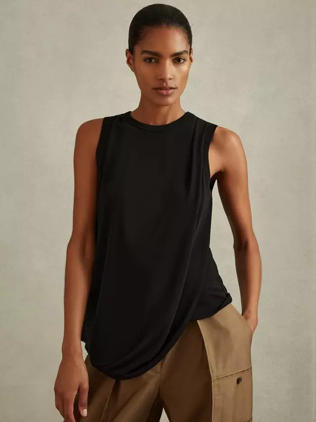 

Топ Reiss Elva Draped Vest, черный