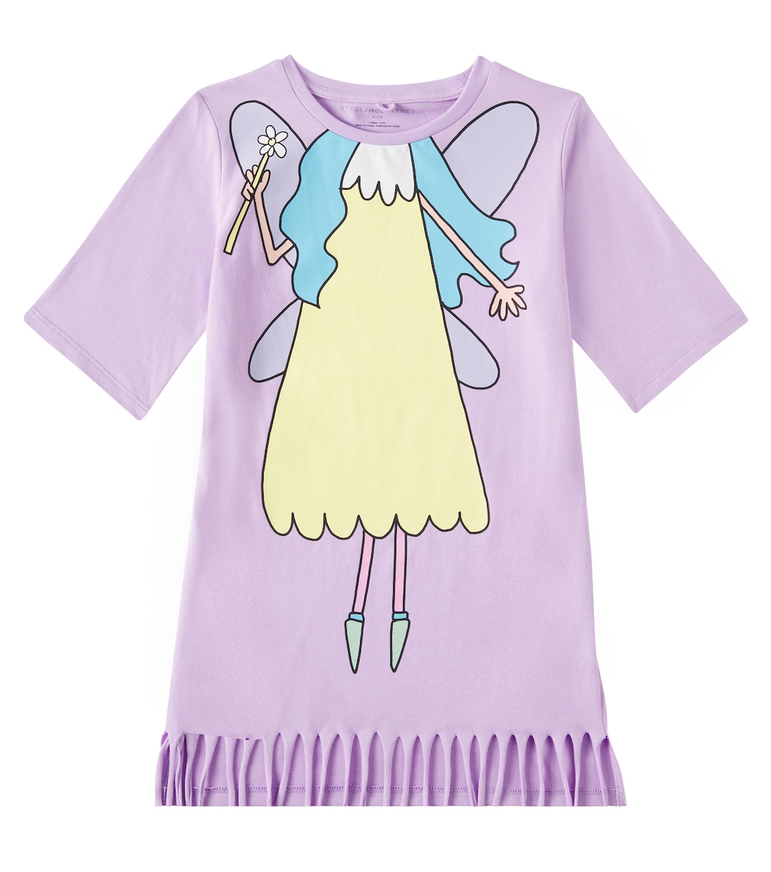 

Платье из хлопкового джерси с принтом Stella McCartney Kids, фиолетовый