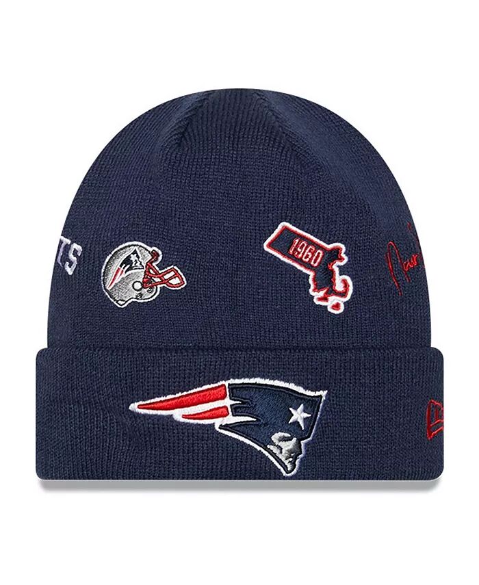 

Вязаная шапка с манжетами для больших мальчиков и девочек Navy New England Patriots New Era