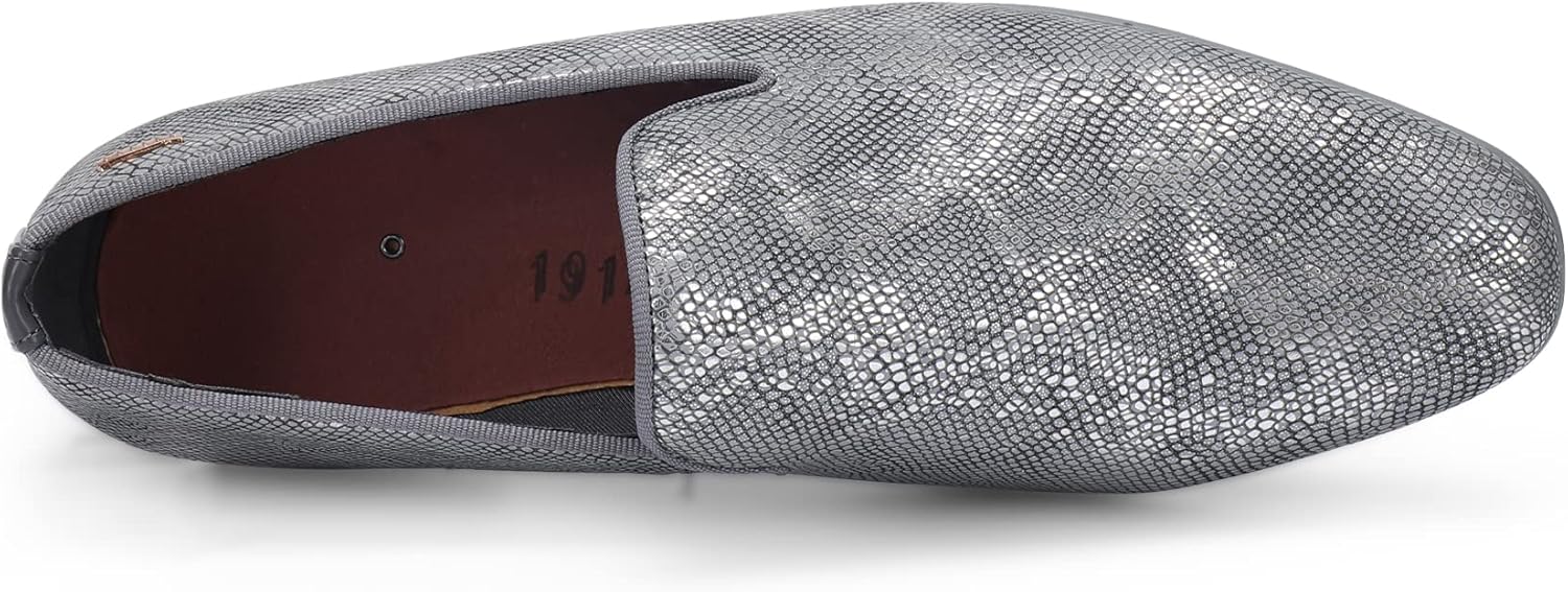 Мужские лоферы UUBARIS для костюма и смокинга, обувь без шнурков, Snakeskin Silver Synthetic — фото 4