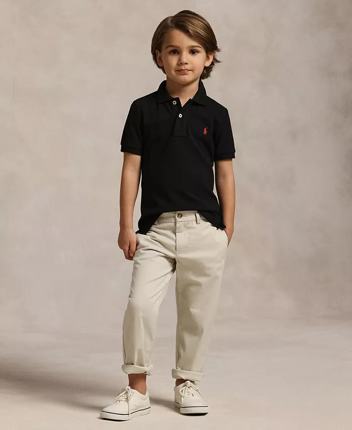 Детская и мальчиковая хлопковая поло с сетчатой тканью Polo Ralph Lauren, черный — фото 2