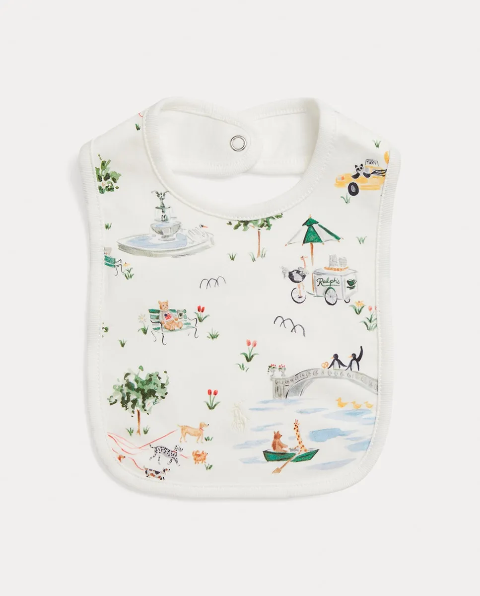 

Унисекс слюнявчик из хлопка с принтом Polo Ralph Lauren, белый