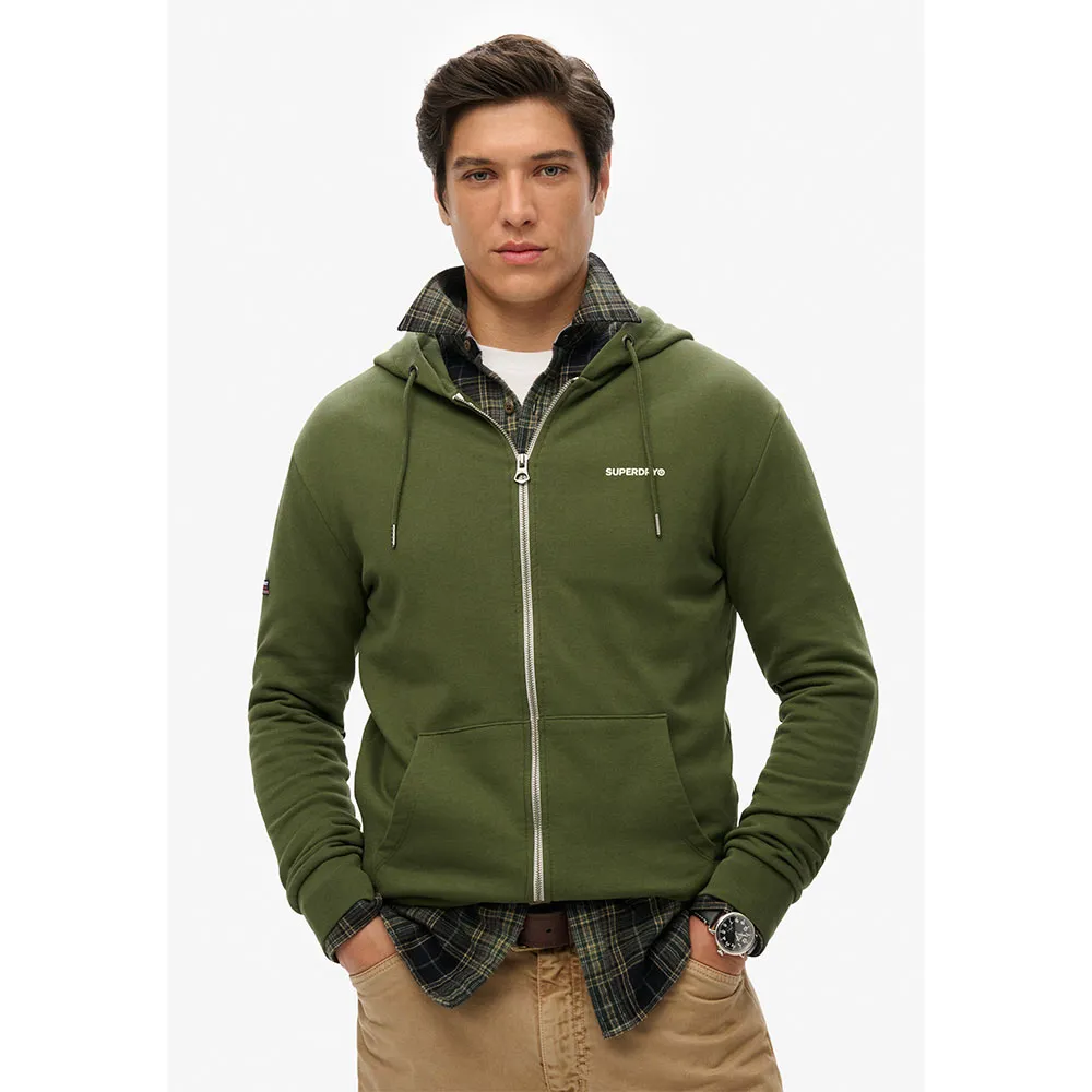 

Толстовка Superdry Plain full zip, зеленый