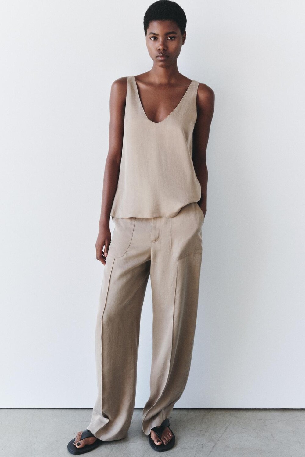 

Струящиеся костюмные брюки ZARA, охра