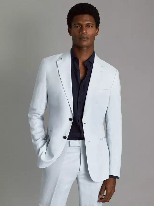 

Куртка Reiss Kin Linen Tailored, цвет soft/blue