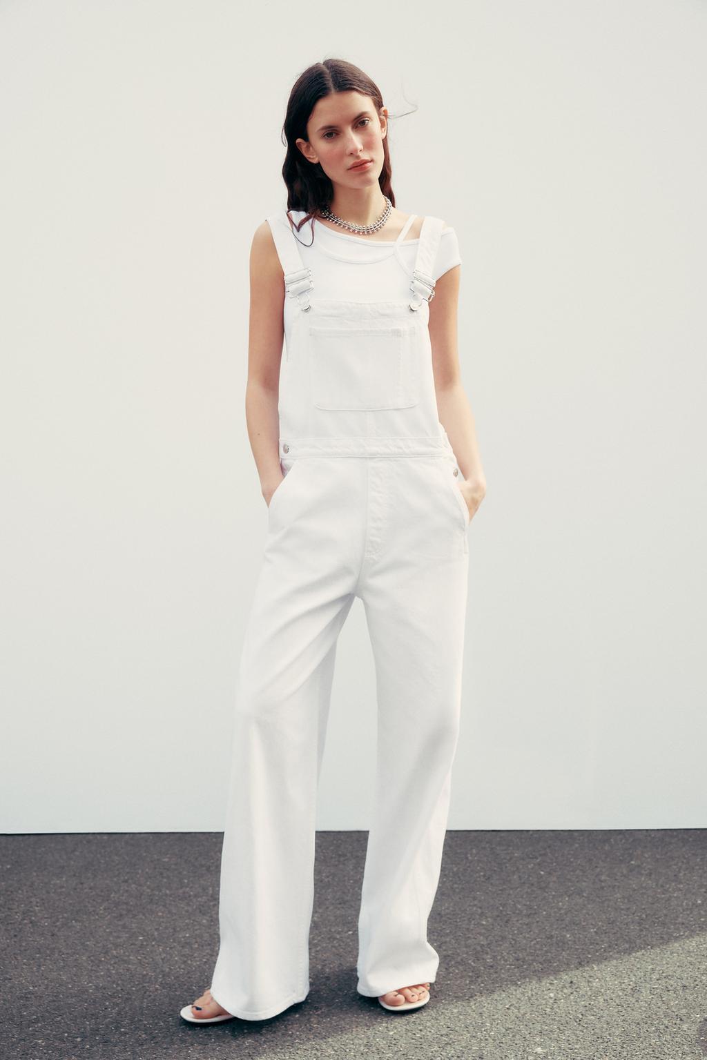 

Джинсовый рабочий комбинезон ZARA, белый
