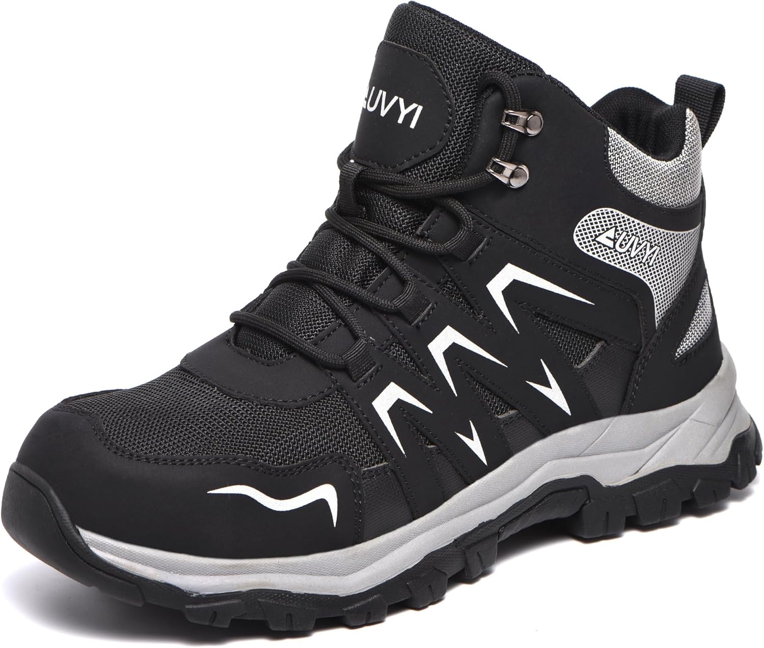 

Ботинки с стальным носком для мужчин - широкие легкие и дышащие защитные ботинки, противоскользящие и прочные, с комфортом на целый день для строительства и склада Auvyi, черный