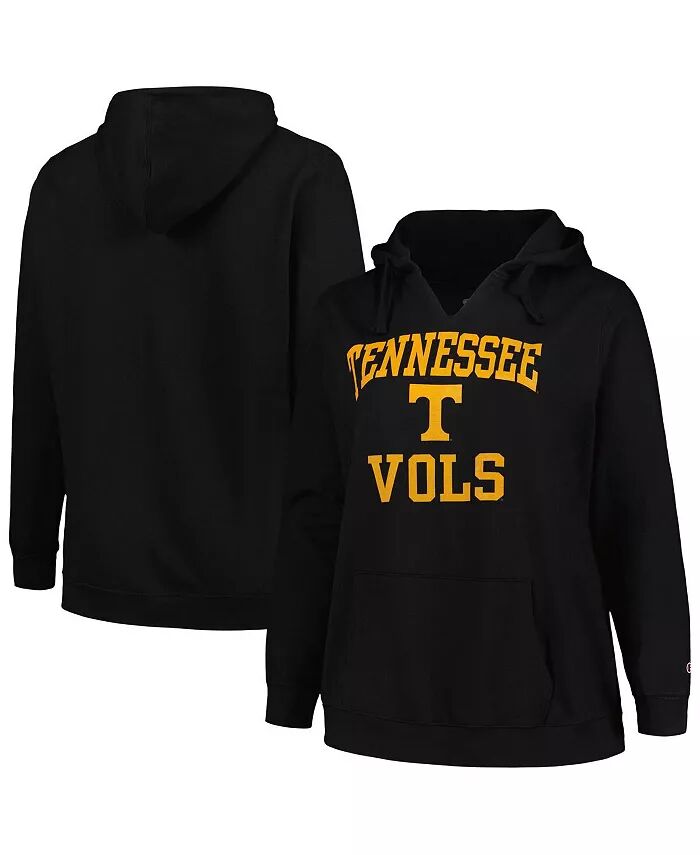 

Женская черная толстовка с капюшоном Tennessee Volunteers Plus Size Heart & Soul с вырезом и вырезом Champion