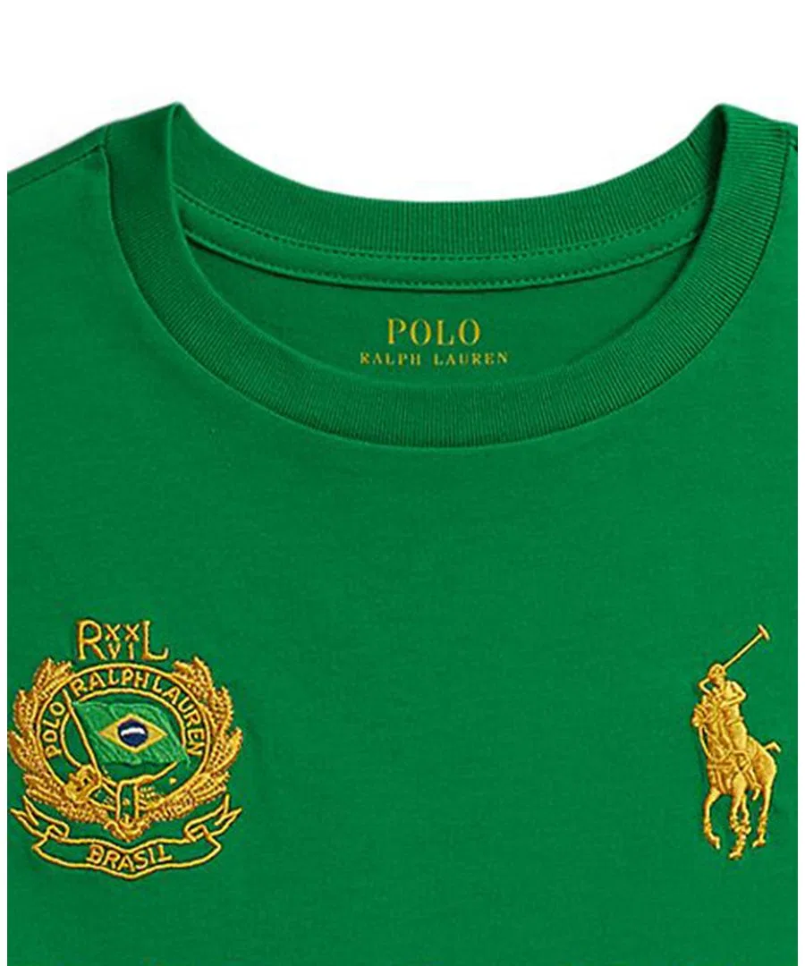 Детская футболка из хлопкового трикотажа Brasil для мальчиков 8-20 лет Polo Ralph Lauren, зеленый — фото 3