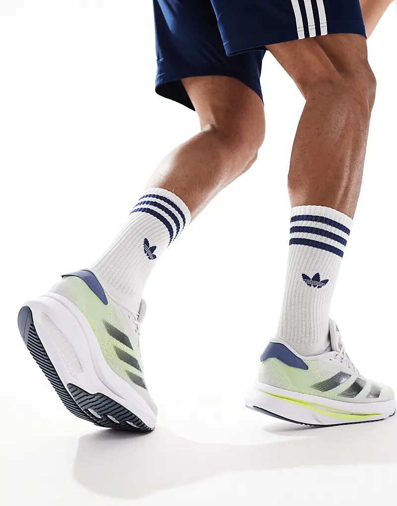 Кроссовки adidas Running Adizero SL2 белого цвета с желтым adidas performance — фото 3
