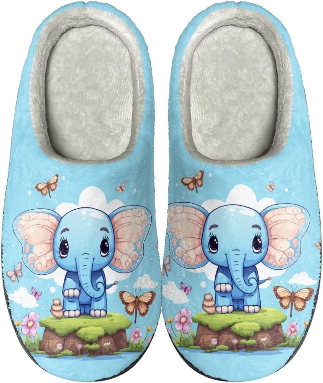 

Тапочки HUIACONG TPR для мужчин и женщин, для дома и улицы, пушистые, унисекс, Elephant Baby Butterfly Floral