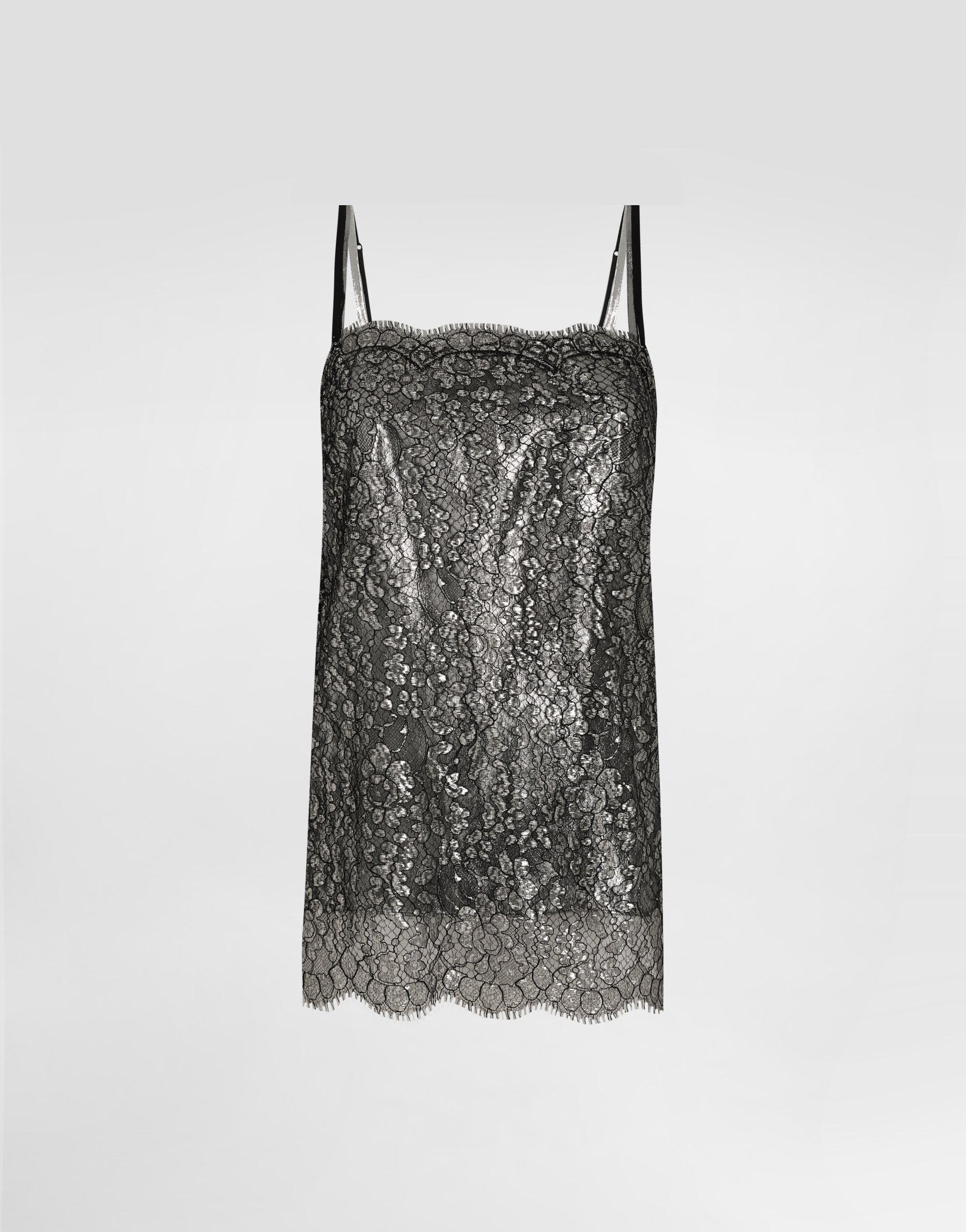 

Топ из кружевного ламе Dolce & Gabbana, серебряный