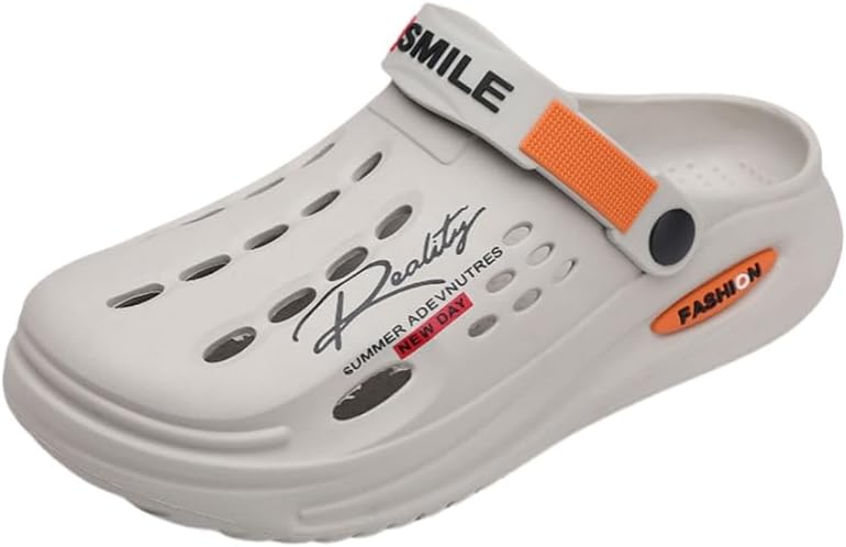 

Мужские дышащие сабо без застежек - подошва против скольжения, толстая платформа, удобные летние сандалии для активного отдыха на улице и в саду Clolinde, серый