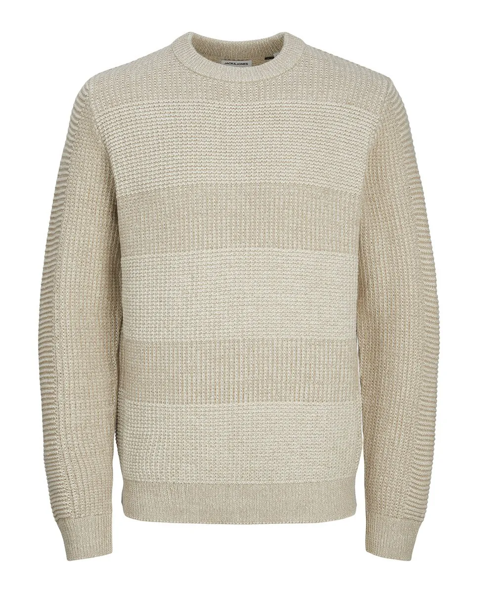

Мужской структурированный свитер с круглым вырезом Jack & Jones, цвет Natural