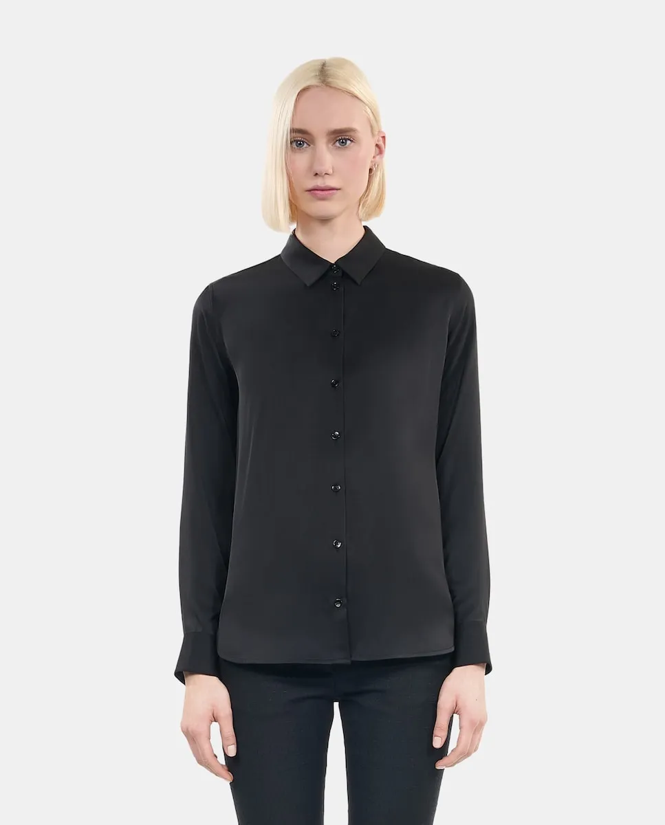 

Женская шелковая рубашка с пуговицами в тон The Kooples, черный