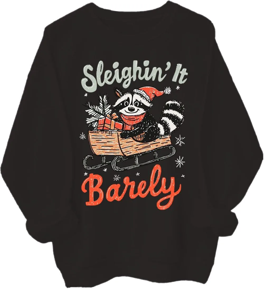 

Свитшут Funny Sleighin it Barely Xmas Raccoon Czbic