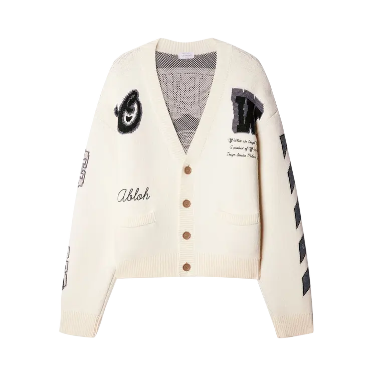 

Кардиган Off-White Varsity Knit 'Cream/Black', белый