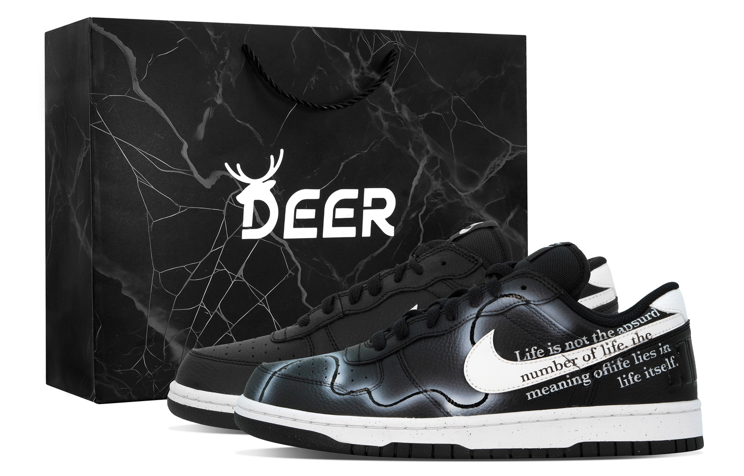 

Nike Кроссовки для скейтбординга Big DEER Lightning Code Abrasion Resistant Low top мужские черно-белые