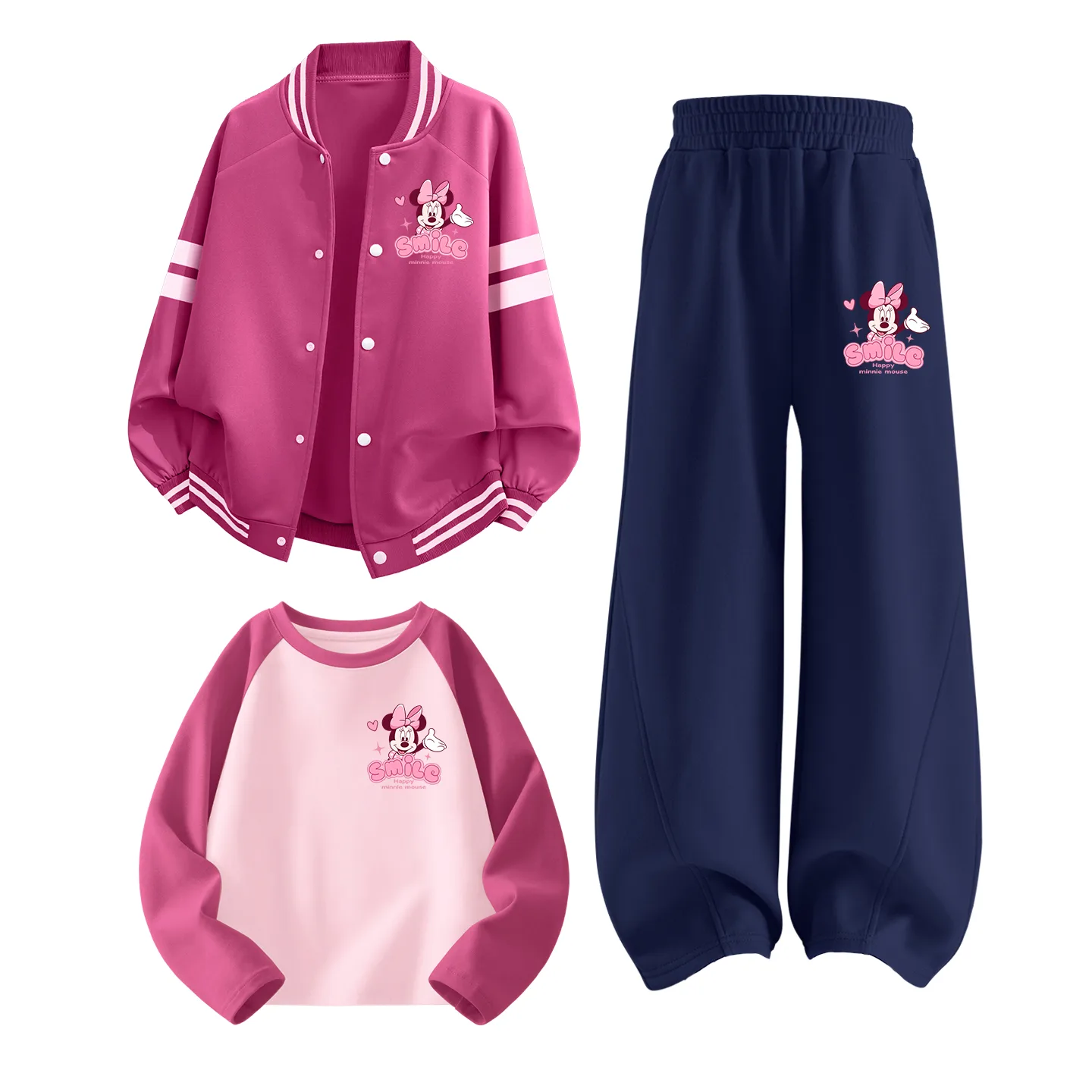 Детский спортивный комплект из 3 предметов Disney, Dilexoni K Rose Red+Dilexoni K Navy Blue+Dilexoni K Fuchsia