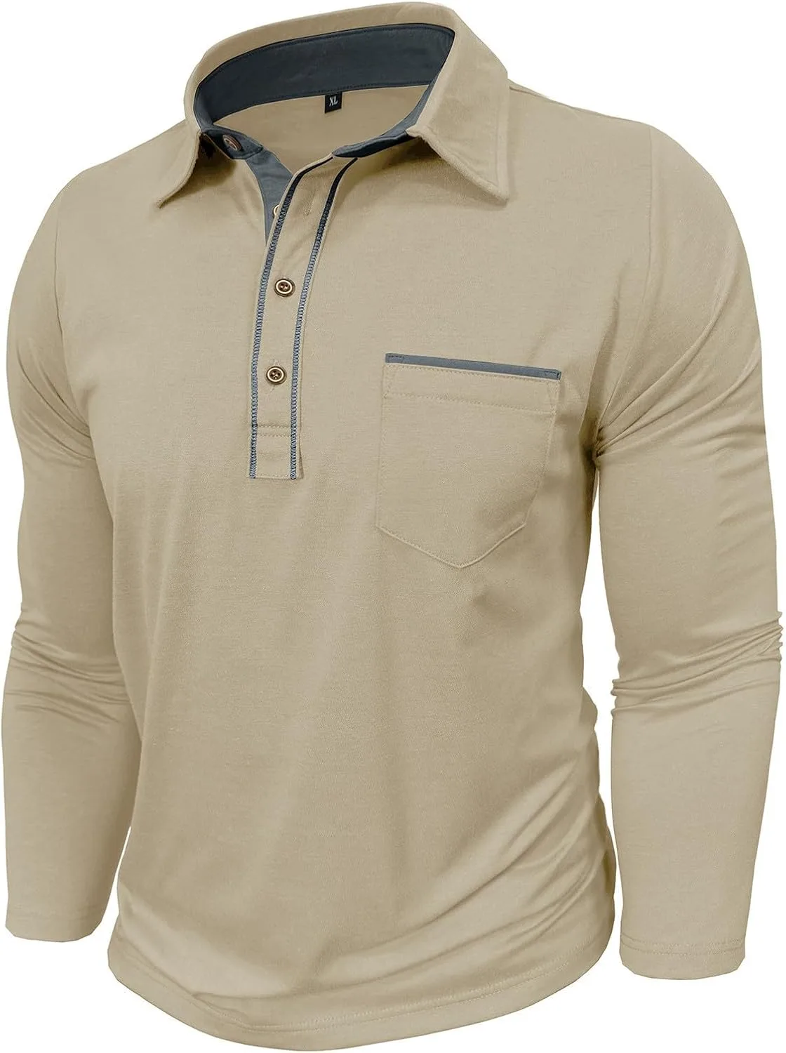 

Мужская футболка-поло с длинным рукавом и карманом