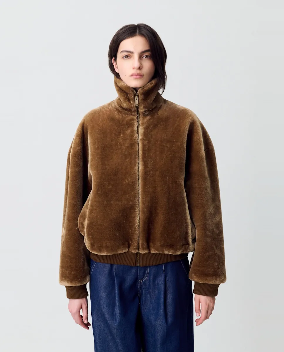 

Женская куртка-бомбер из искусственной кожи Claudie Pierlot, темно-коричневый