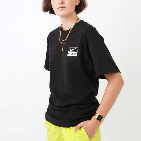 Футболка x stussy кроссовер логотип граффити печать футболка Nike, черный — фото 3