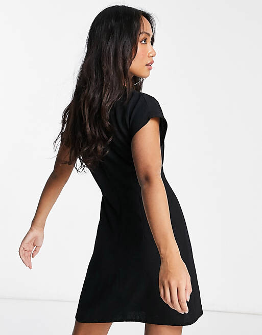 

Черное платье мини с укороченной талией ASOS DESIGN Petite, Черный, Черное платье мини с укороченной талией ASOS DESIGN Petite