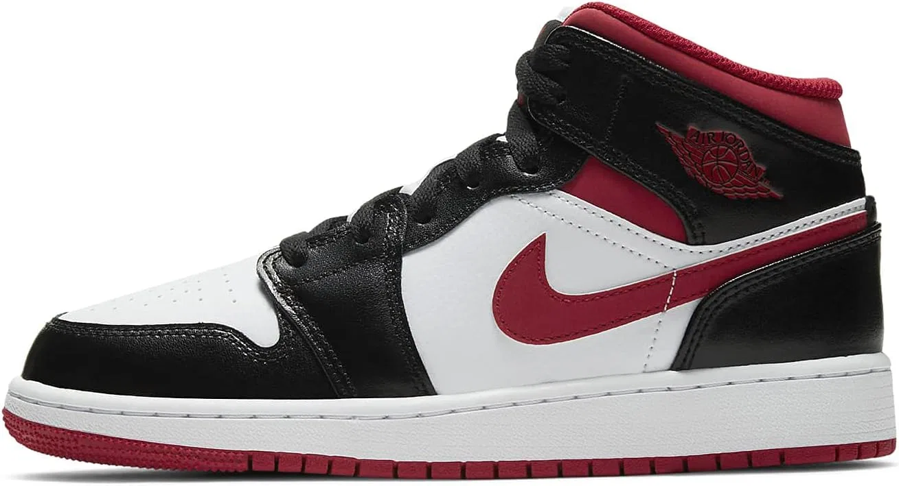 Кроссовки NIKE Air Jordan 1 Mid GS - White/Gym Red-Black