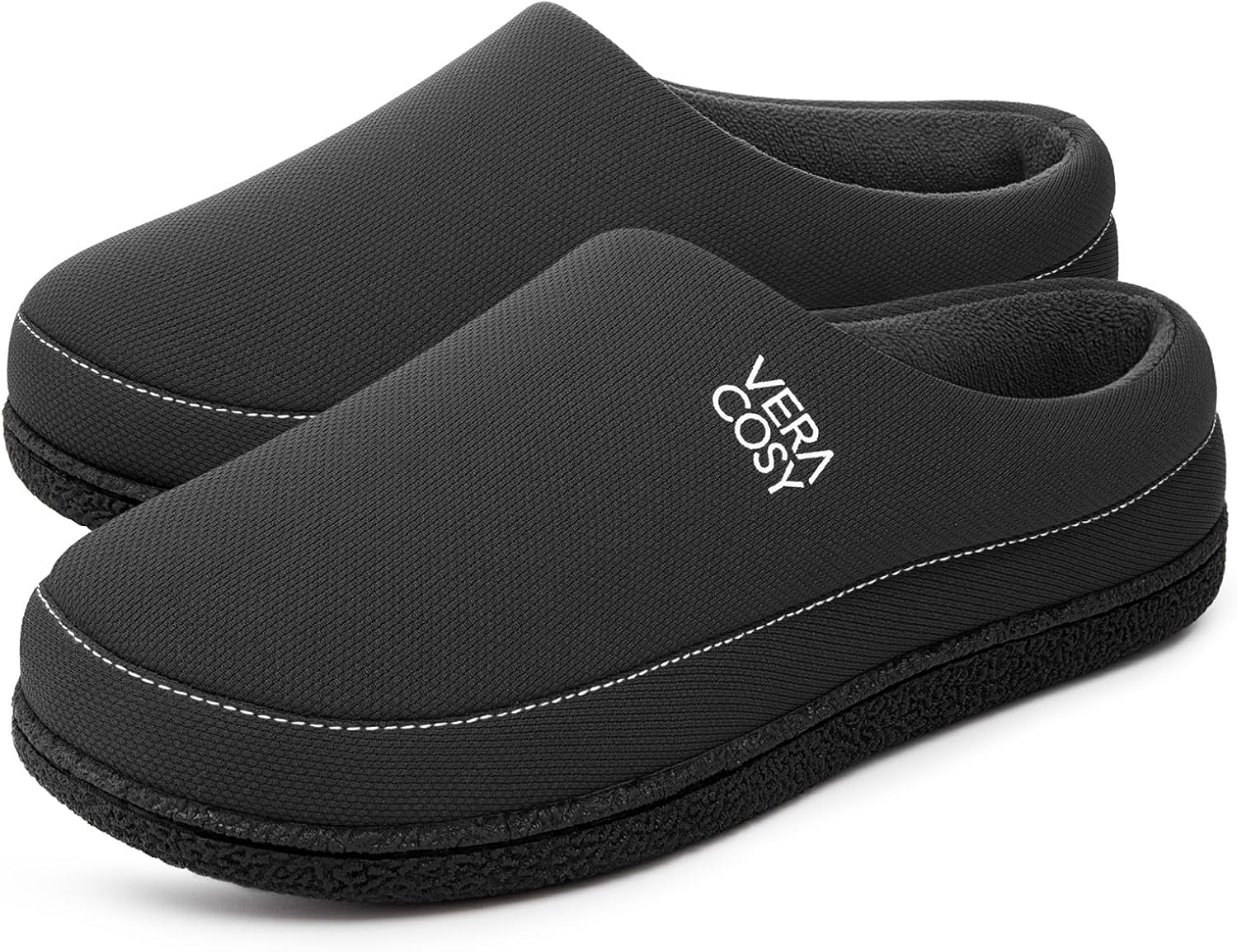 

Мужские мокасины-тапочки VeraCosy, удобные, мягкие и прочные, для дома с амортизирующей подошвой из пены с эффектом памяти, светло-серый