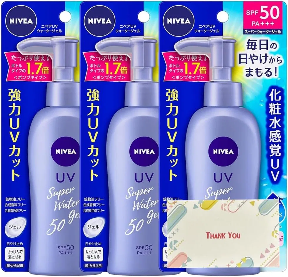 Солнцезащитный гель Kao Nivea Sun Protective Water Gel SPF50/PA+++, набор из 3 штук, 140 г Kunutonn