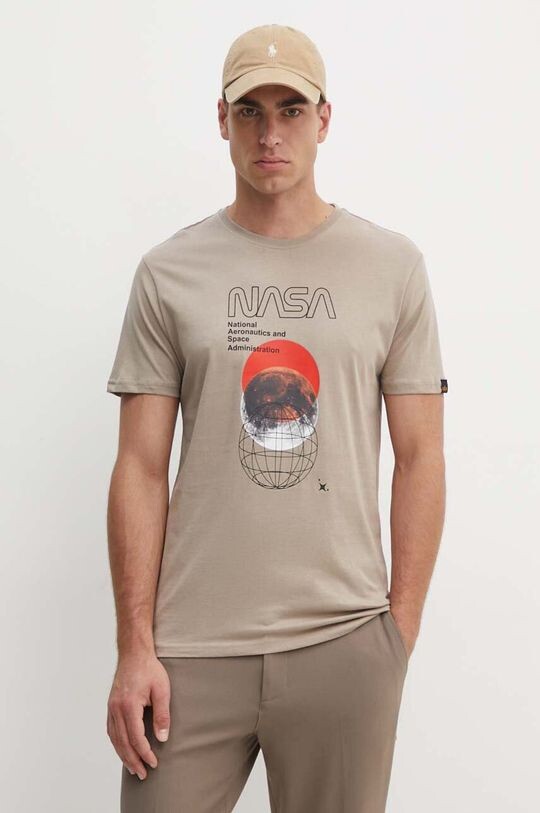 

Хлопковая футболка Alpha Industries, бежевый