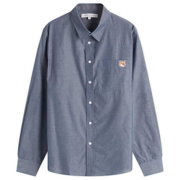 

Maison kitsune fox head легкая рубашка из шамбре Maison Kitsuné, индиго