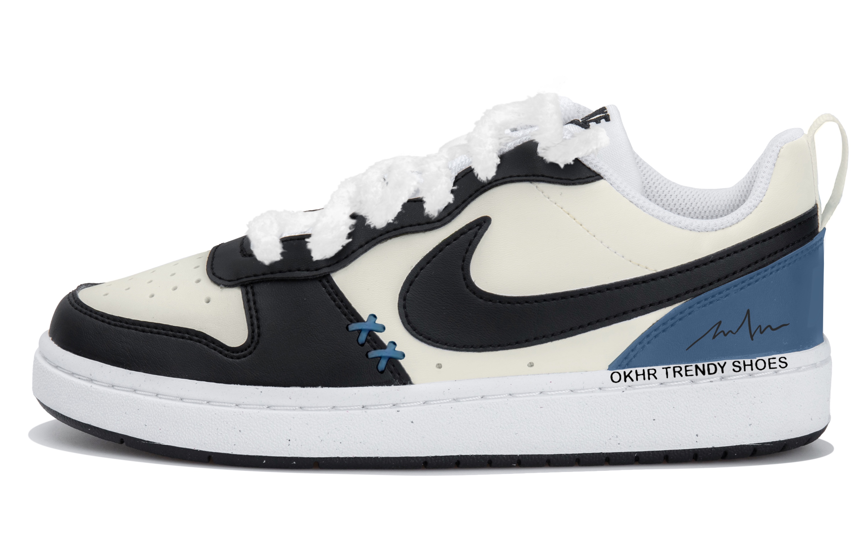 

Низкие детские кроссовки для скейтбординга Court Borough для подростков Nike, бежевый/синий/черный