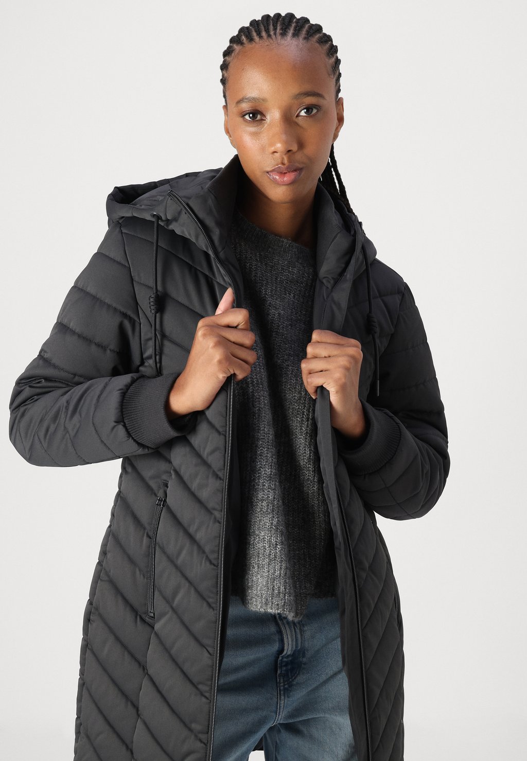 

Зимнее пальто JDYEBONIE LONG HOOD JACKET JDY, темно-серый