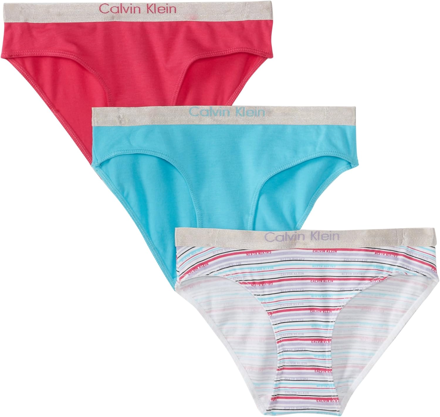 

Комплект из 3 хромированных модных трусиков-бикини Calvin Klein для больших девочек Ck, Assorted