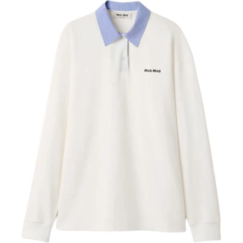 

MIU MIU Polo Shirts Women's White Polo Collar Moderate, Белый, MIU MIU Polo Shirts Women's White Polo Collar Moderate