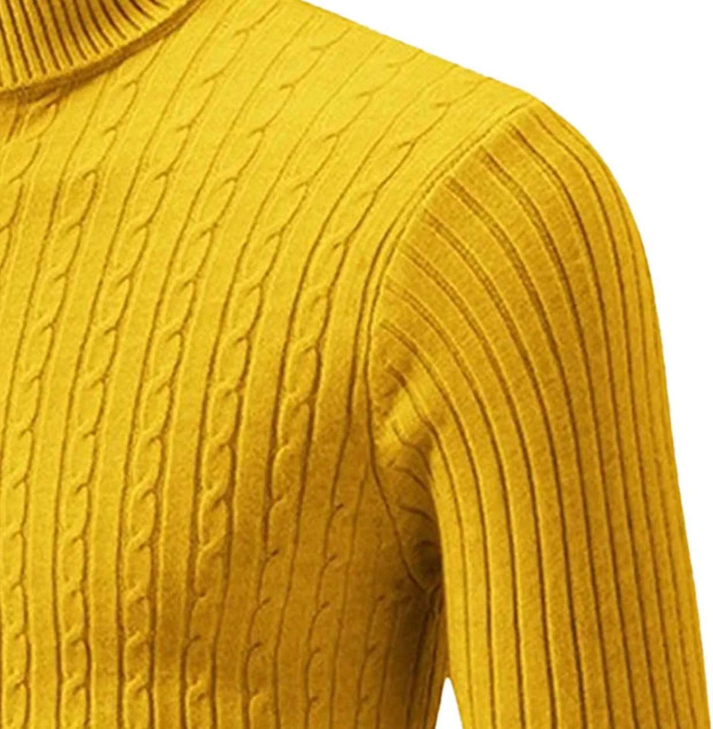 Мужской свитер Slim Fit водолазка Casual с витой вязкой — фото 4