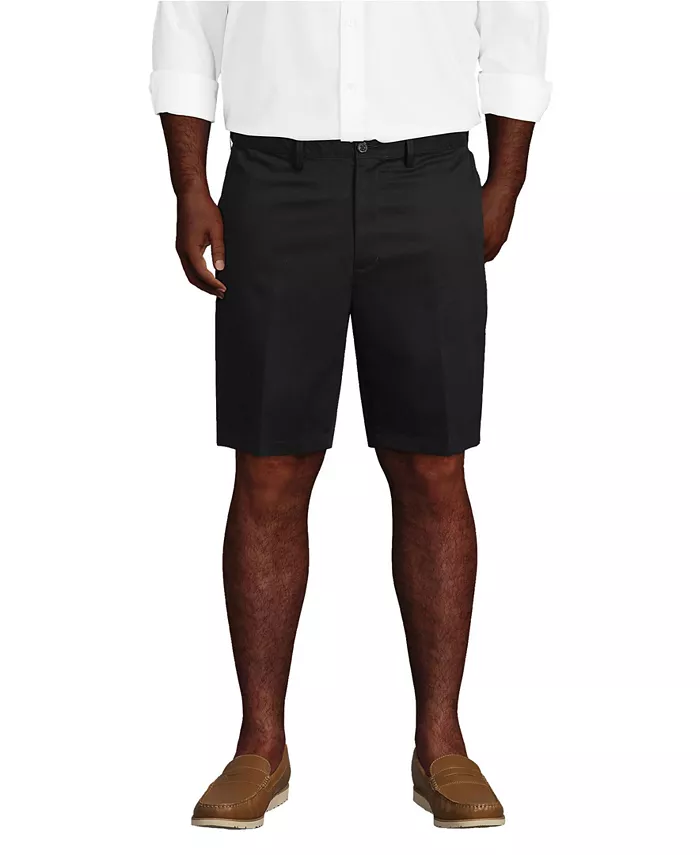 

Шорты чинос Big & Tall с комфортной посадкой на талии, без стрелки, 9", не требующие глажки Lands' End, черный